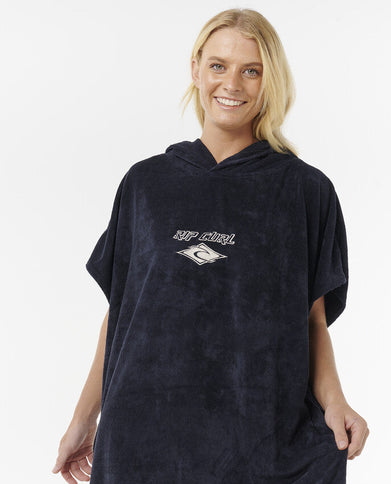 Classic Surf Hooded Towel - Black/off White  Poncho van Rip Curl | SHAKA