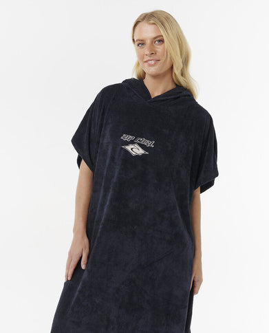 Classic Surf Hooded Towel - Black/off White  Poncho van Rip Curl | SHAKA