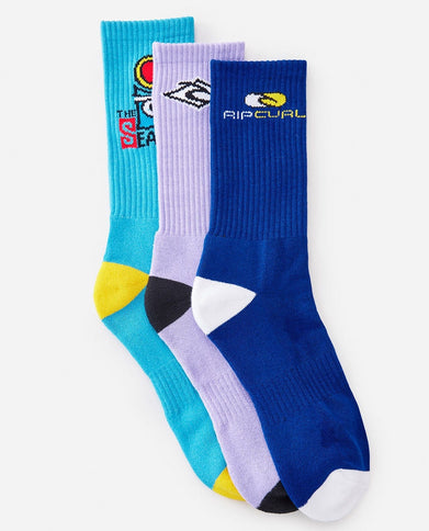 Retro Crew Sock 3-Pk - Multico