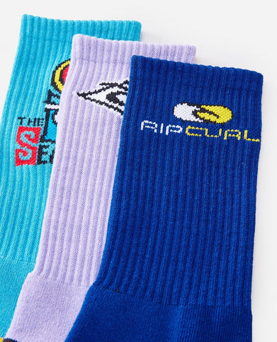 Retro Crew Sock 3-Pk - Multico