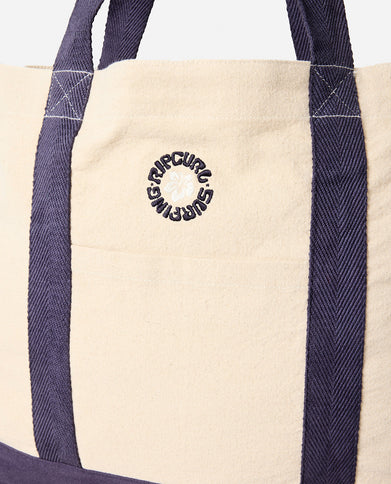 Mixed Logo 25L Tote - Natural/Navy