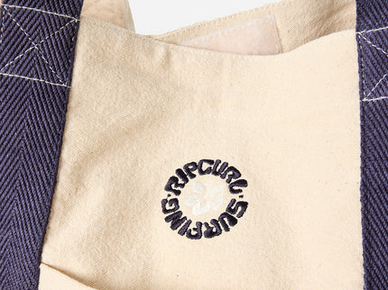 Mixed Logo 25L Tote - Natural/Navy