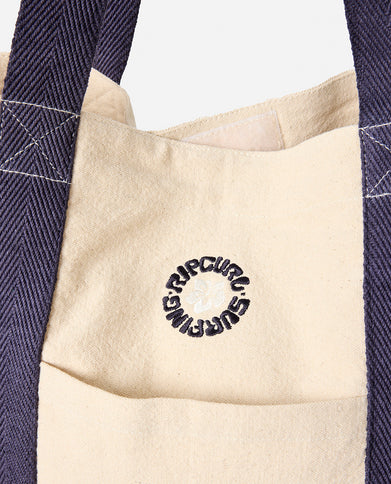 Mixed Logo 25L Tote - Natural/Navy