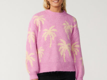 Retro Swell Palm Jacquard Crew - Lilac
