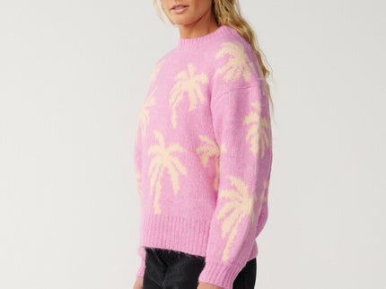Retro Swell Palm Jacquard Crew - Lilac