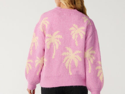 Retro Swell Palm Jacquard Crew - Lilac