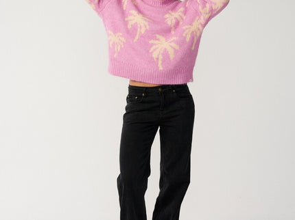 Retro Swell Palm Jacquard Crew - Lilac