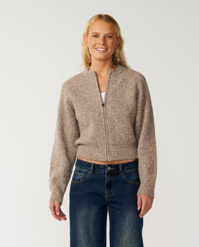 Venture Zip Thru Cardigan - Mocha