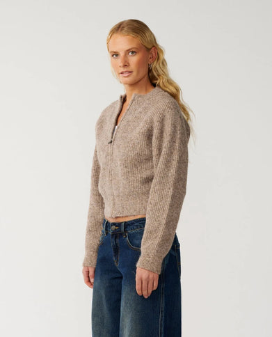 Venture Zip Thru Cardigan - Mocha