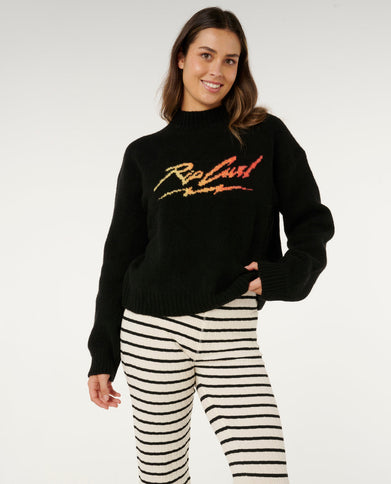 Bobbi Stripe Pant - Black/OFF White  Lange Broek van Rip Curl | SHAKA