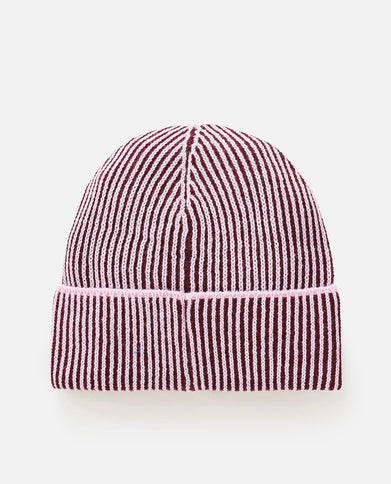 2 Tone Ribbed Reg Beanie - Lilac/plum