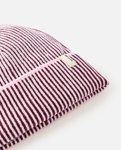 2 Tone Ribbed Reg Beanie - Lilac/plum