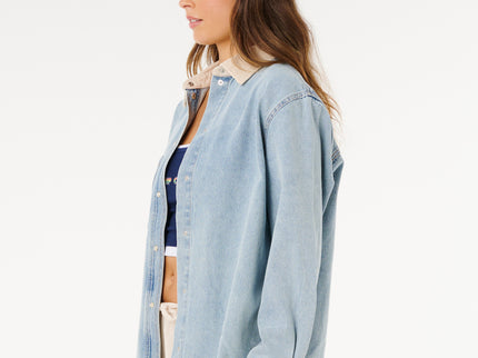 Surf Side Relaxed Denim Shirt - Washed Blue
