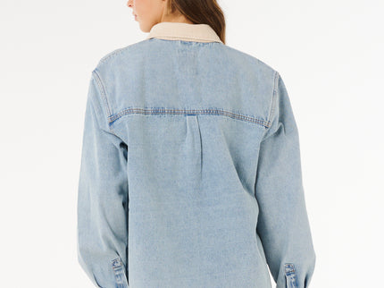 Surf Side Relaxed Denim Shirt - Washed Blue