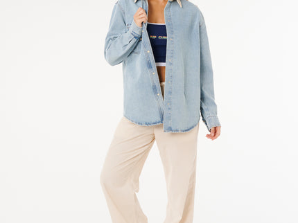 Surf Side Relaxed Denim Shirt - Washed Blue