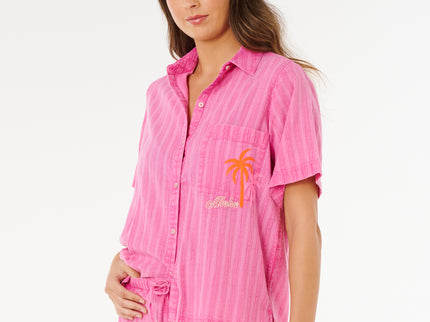 Hotel Malibu Embroid Shirt - Super Pink