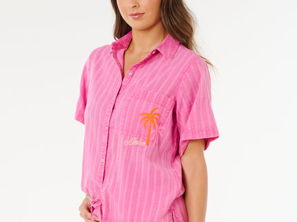 Hotel Malibu Embroid Shirt - Super Pink