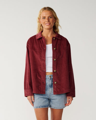 Keepsakes Washed Cord Shirt - Dark Plum  Shirt van Rip Curl | SHAKA