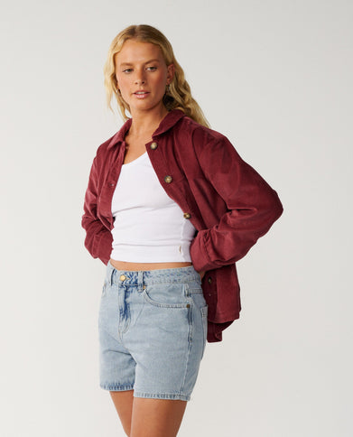 Keepsakes Washed Cord Shirt - Dark Plum  Shirt van Rip Curl | SHAKA