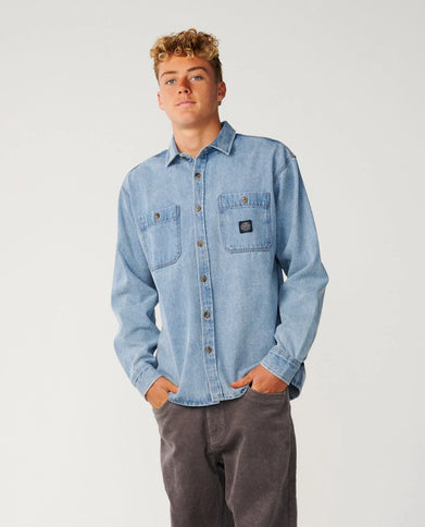 Premium Surf Denim L/s Shirt - Washed Blue