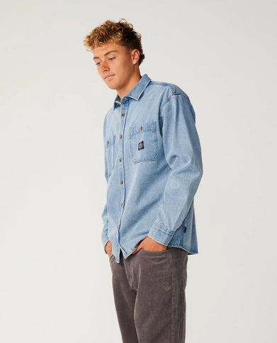 Premium Surf Denim L/s Shirt - Washed Blue