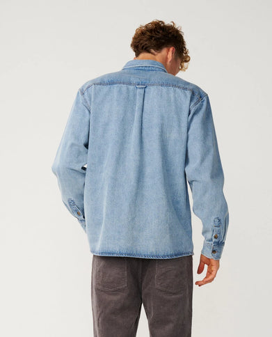 Premium Surf Denim L/s Shirt - Washed Blue