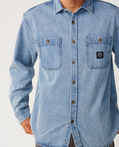 Premium Surf Denim L/s Shirt - Washed Blue