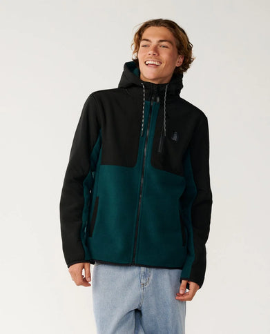 S-Series Panelled Zip Thru Ho - Blue Green