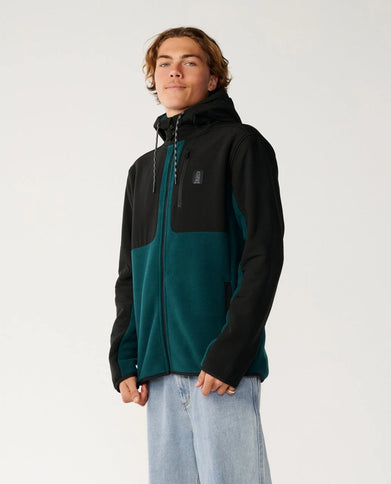 S-Series Panelled Zip Thru Ho - Blue Green