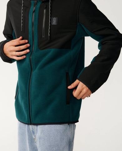 S-Series Panelled Zip Thru Ho - Blue Green