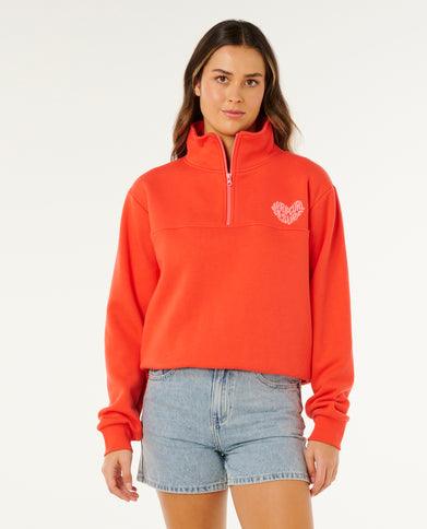 RC Heart Half ZIP Fleece - RED