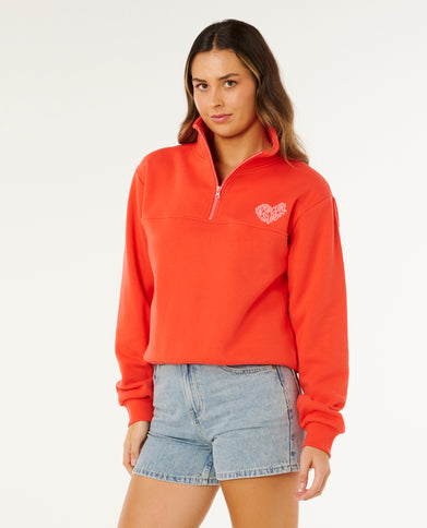 RC Heart Half ZIP Fleece - RED
