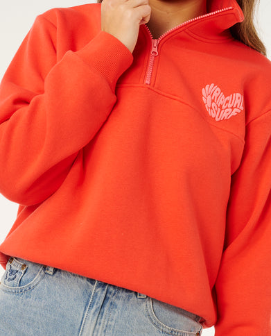 RC Heart Half ZIP Fleece - RED