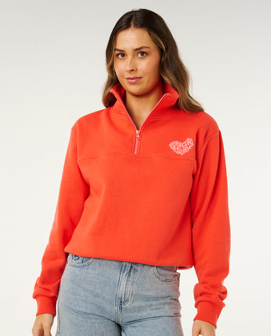 RC Heart Half ZIP Fleece - RED