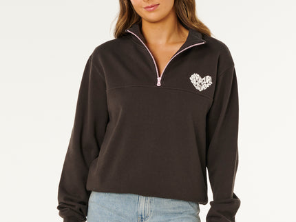 RC Heart Half ZIP Fleece - Washed Black