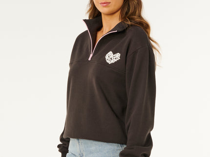 RC Heart Half ZIP Fleece - Washed Black