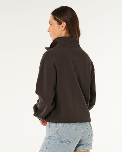 RC Heart Half ZIP Fleece - Washed Black