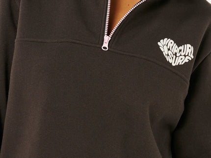 RC Heart Half ZIP Fleece - Washed Black