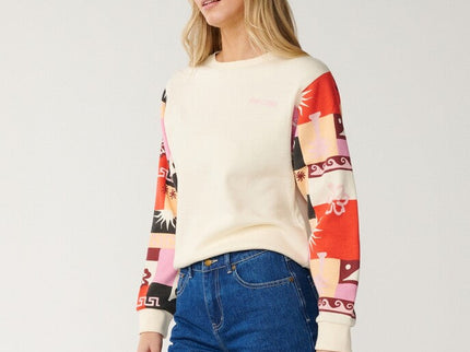 Party Wave Crew Slv Printed - Off White  Sweat van Rip Curl | SHAKA