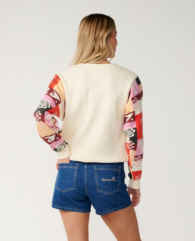 Party Wave Crew Slv Printed - Off White  Sweat van Rip Curl | SHAKA