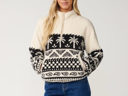 Bossa Nova 1/4 Zip Polarfleece - Black/white