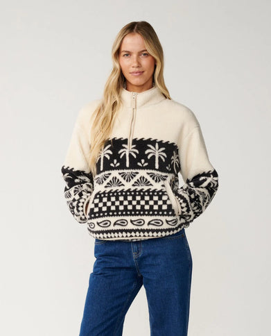 Bossa Nova 1/4 Zip Polarfleece - Black/white