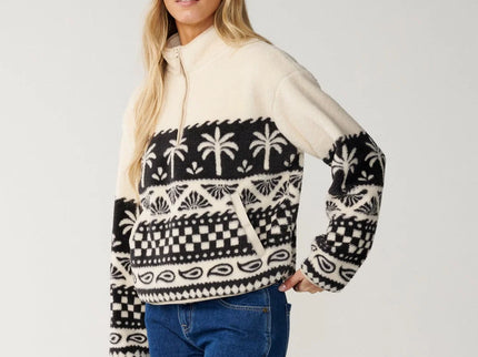 Bossa Nova 1/4 Zip Polarfleece - Black/white