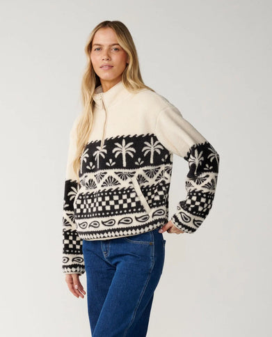 Bossa Nova 1/4 Zip Polarfleece - Black/white