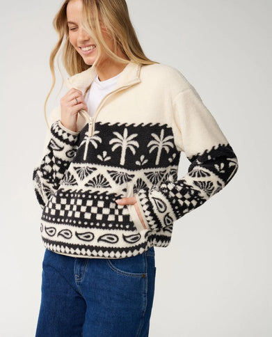 Bossa Nova 1/4 Zip Polarfleece - Black/white