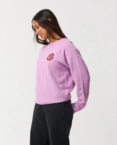 Surf Puff Raglan Relaxed Crew - Bright Lilac