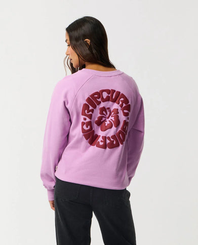 Surf Puff Raglan Relaxed Crew - Bright Lilac