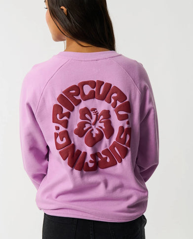 Surf Puff Raglan Relaxed Crew - Bright Lilac