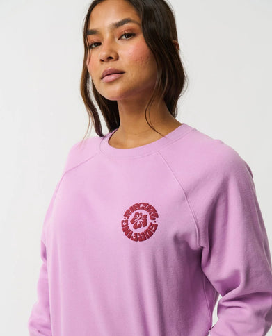 Surf Puff Raglan Relaxed Crew - Bright Lilac