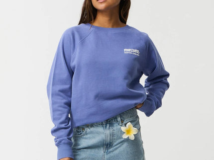 Surf Puff Raglan Relaxed Crew - Mid Blue
